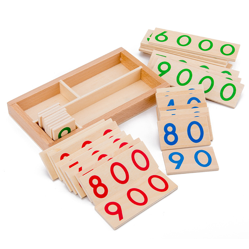 Math Manipulative Set - Cartão de números de madeira 1-9000,