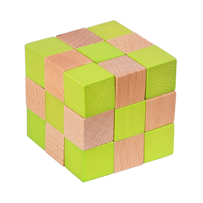 Brain Teaser Cube - Cubo de cobra de madeira quebra-cabeça