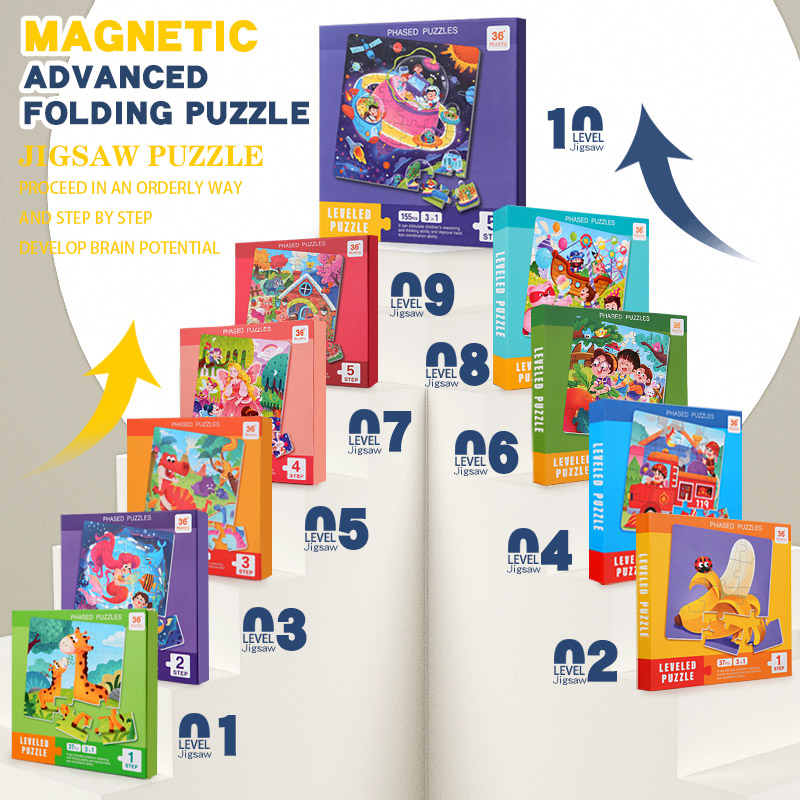 Kids Education Books - Quebra-Cabeça Magnético de Madeira para Crianças
