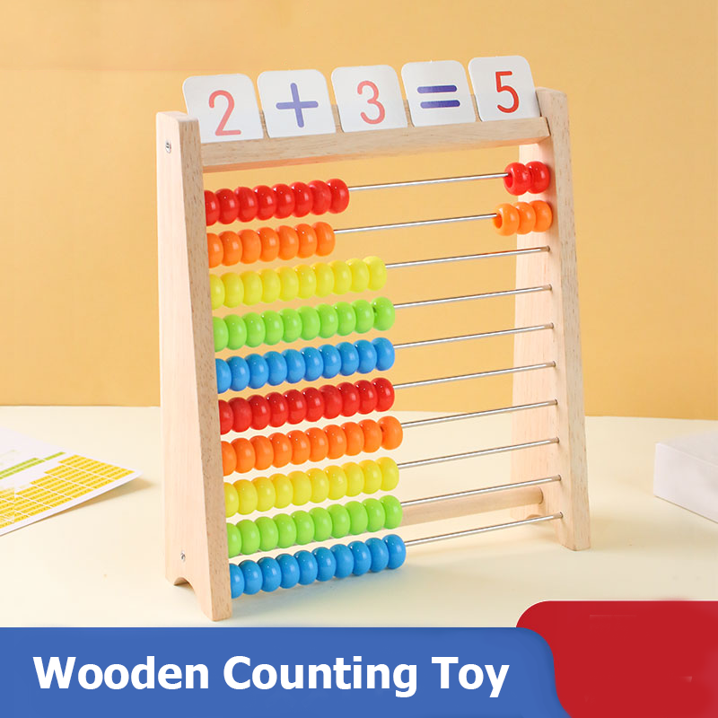 Math Manipulative Set - Brinquedo de contagem de madeira ábaco