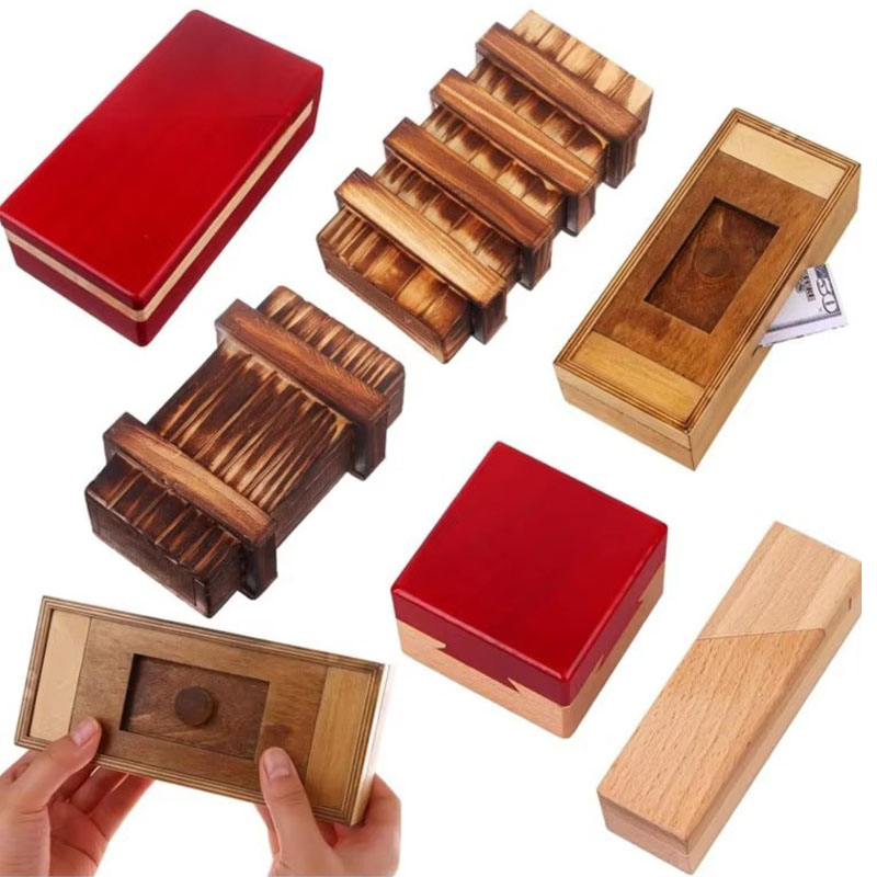 Brain Teaser Cube - Caixa de Quebra-Cabeça de Madeira com