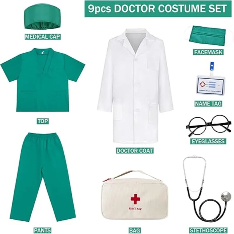 Crianças topo + calças + casac - Kids Doctor Education avaliação e preço