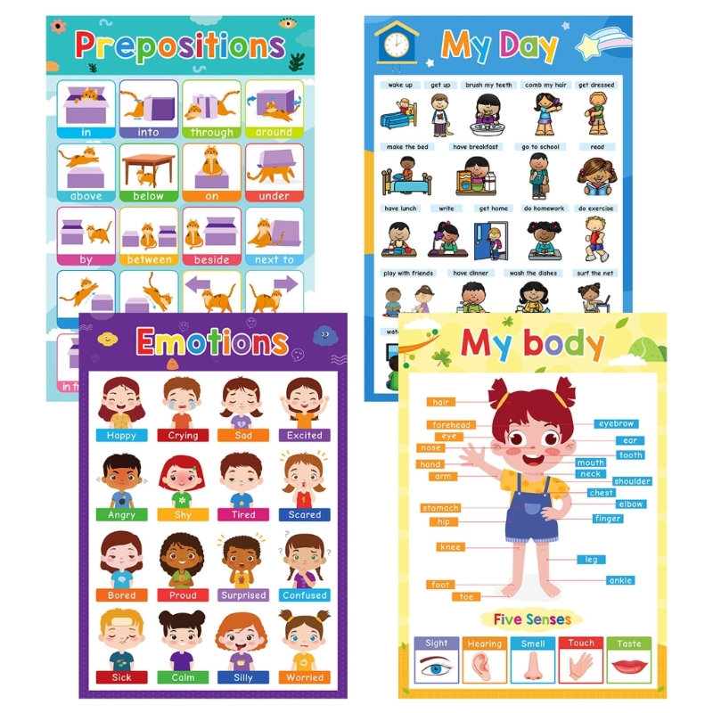 Gráficos pôsteres coloridos fr - Kids Education Charts avaliação e preço